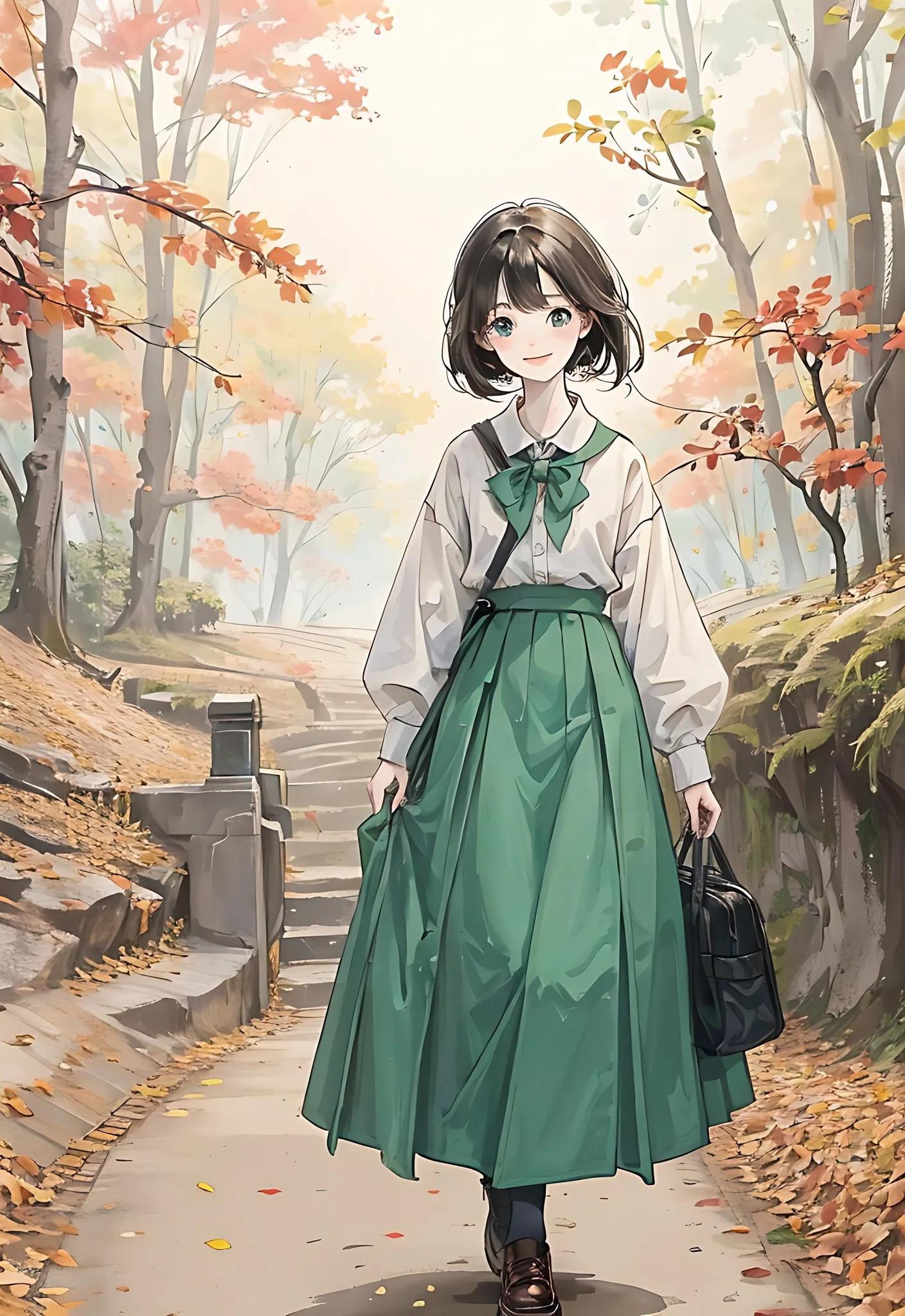 四月唯美插画,三月踏青插画