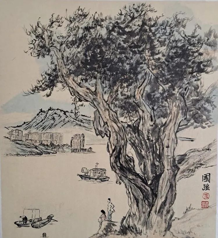 仁山智水山水画,仁山智水书法作品