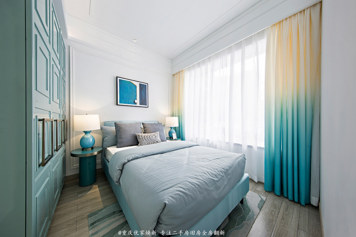 小户型南北通透现代简约装修,高层95.8平方简单现代装修风格