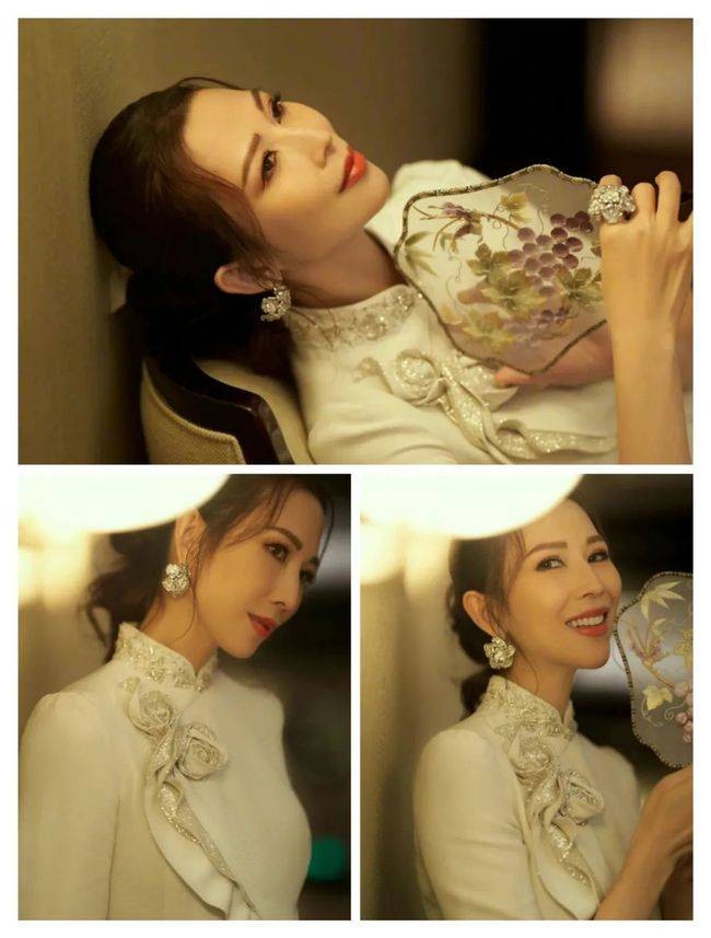 被蔡少芬惊艳的视频,46岁蔡少芬蓝色裙