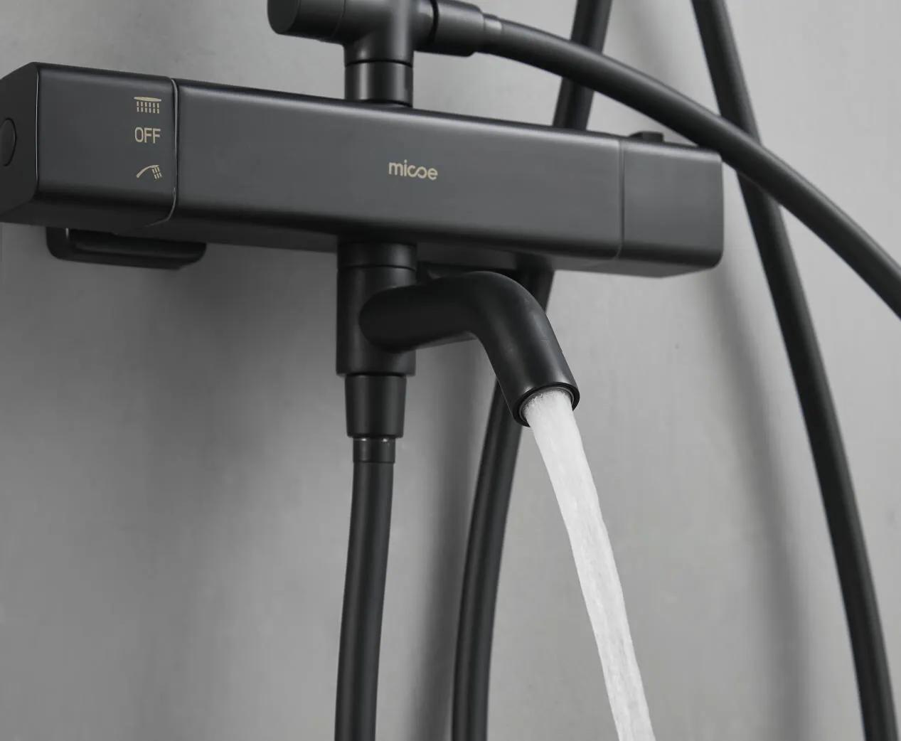 黑色恒温淋浴花洒测评,高颜值黑色花洒