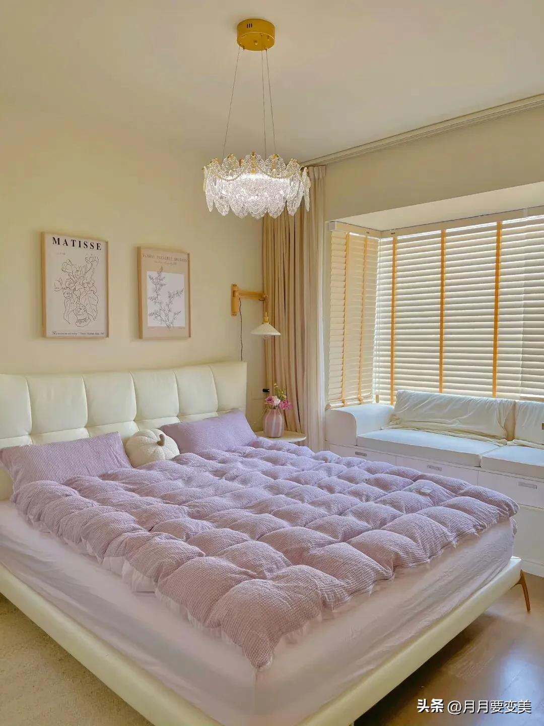 紫色卧室装修效果,卧室粉紫系装修