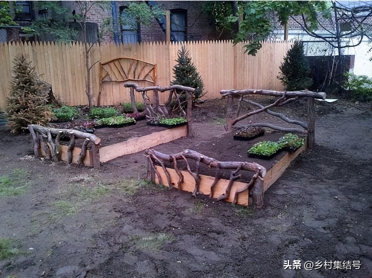 别墅庭院创意藤床,农村新型庭院花园设计图