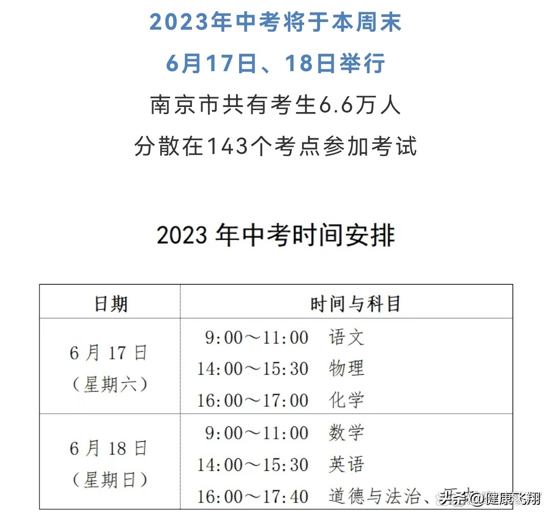 南京中考3+4最新消息,南京市2024年中考文化考试考点