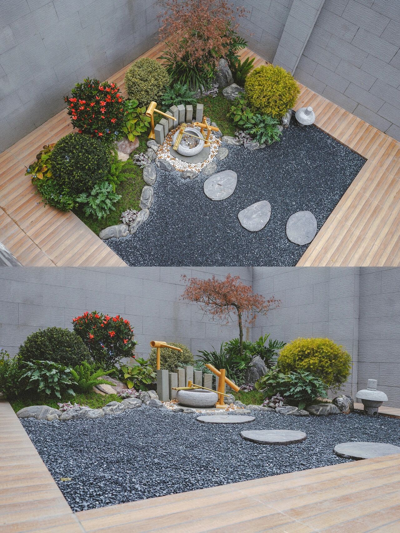 小面积开放式花园庭院设计,露台花园简单实用设计100平米实景