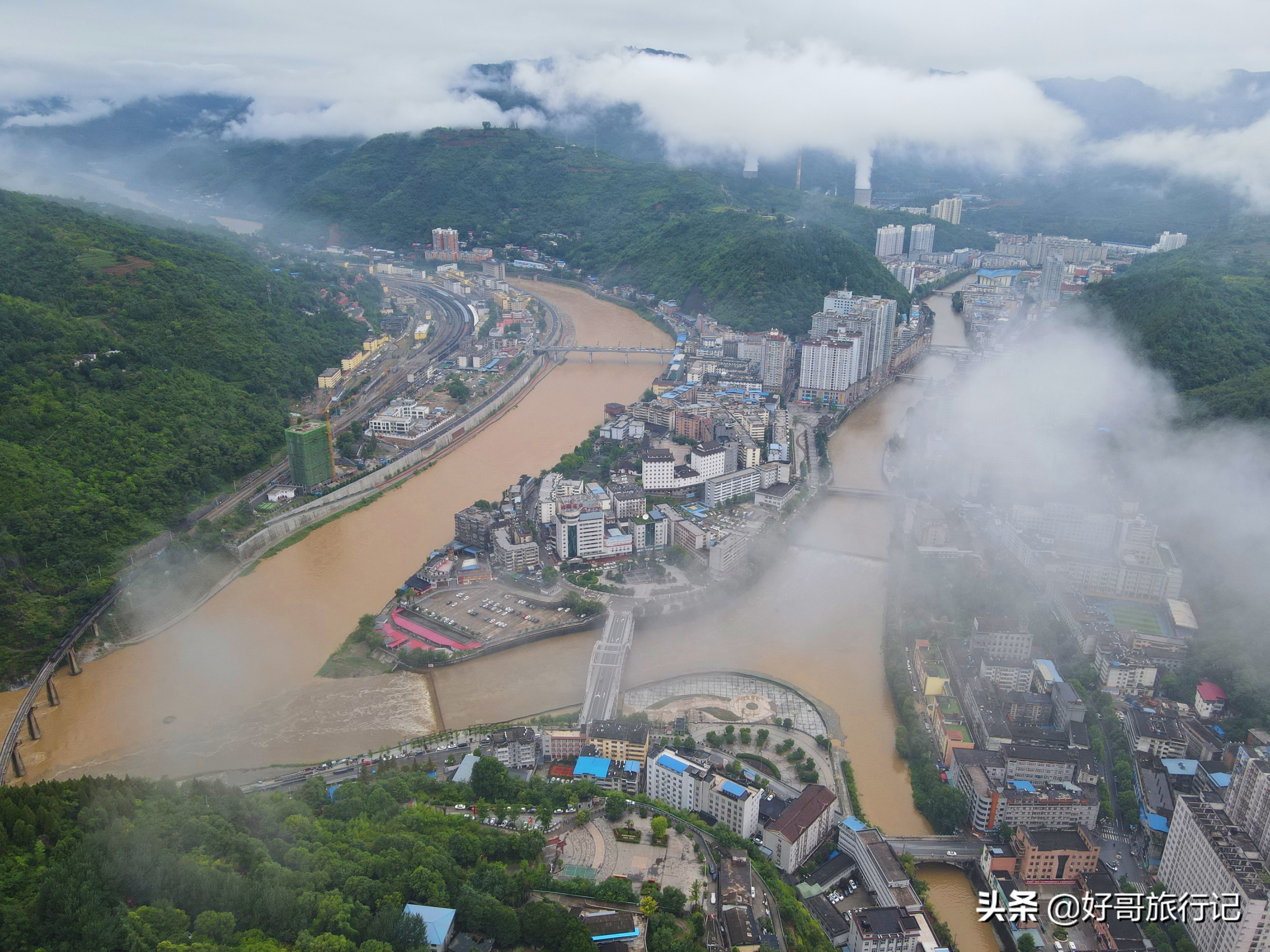 略阳两江交汇在哪里,略阳千里嘉陵江