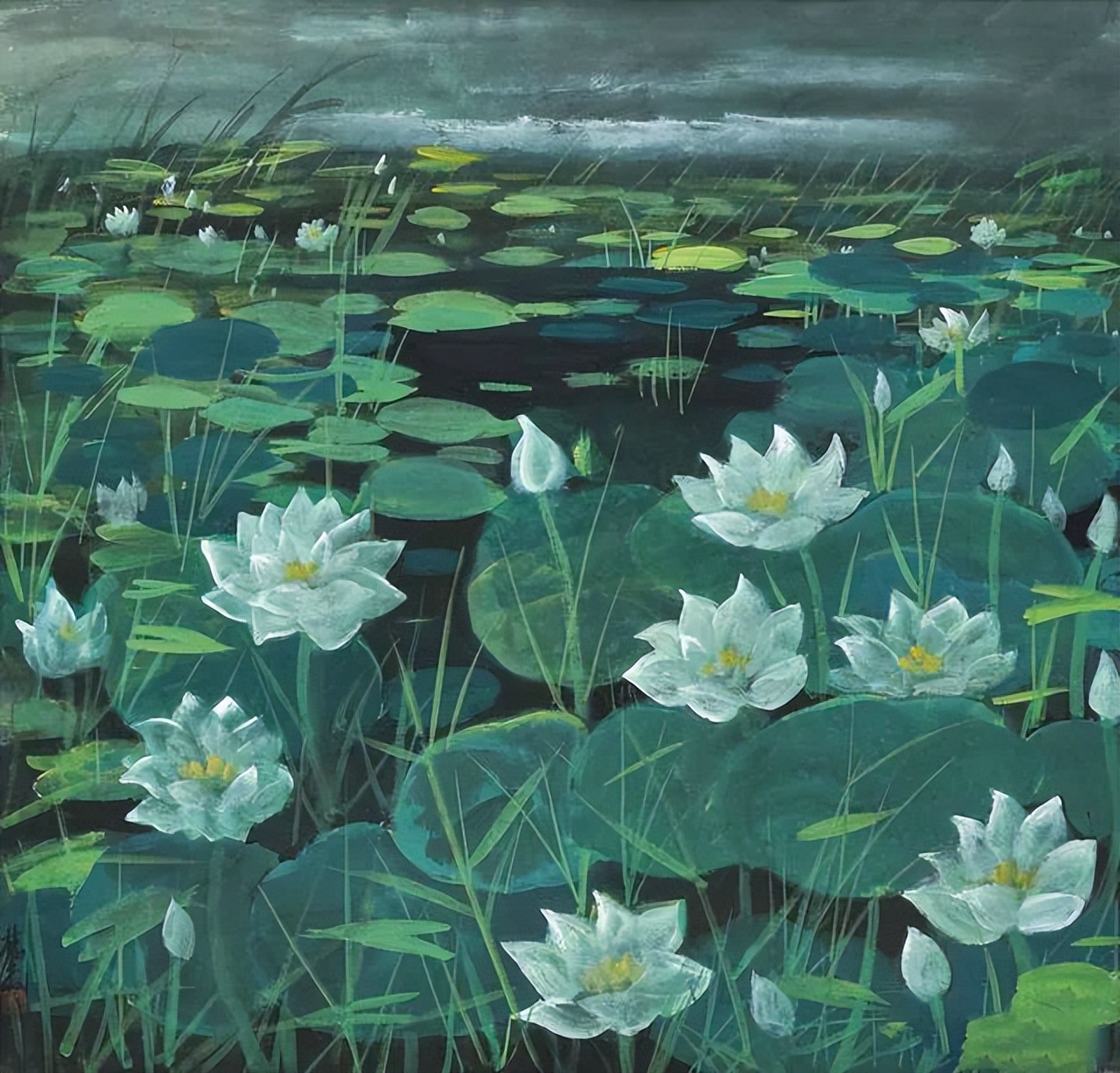 林风眠笔下的荷花有多少张,林风眠荷花