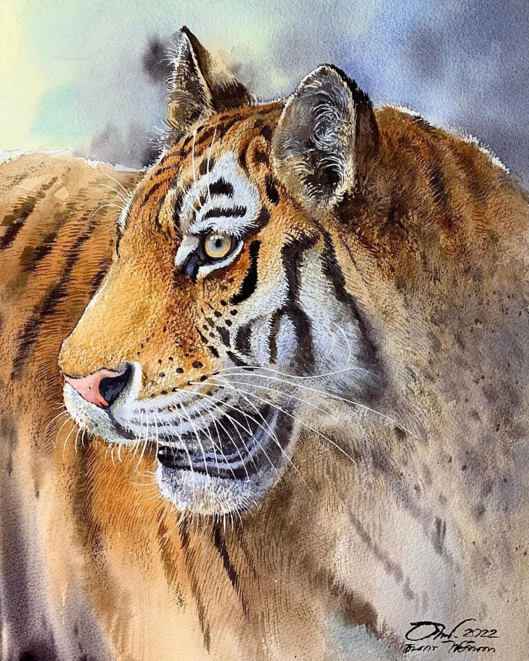 泰国水彩,泰国水彩画家绘画过程