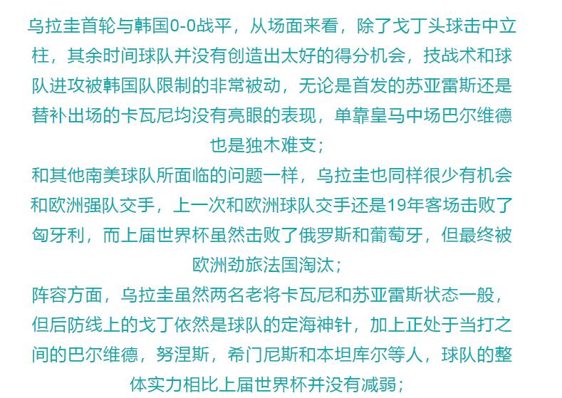 11.26竞彩推荐：世界杯葡萄牙VS乌拉圭葡萄牙本场或能提前出线？