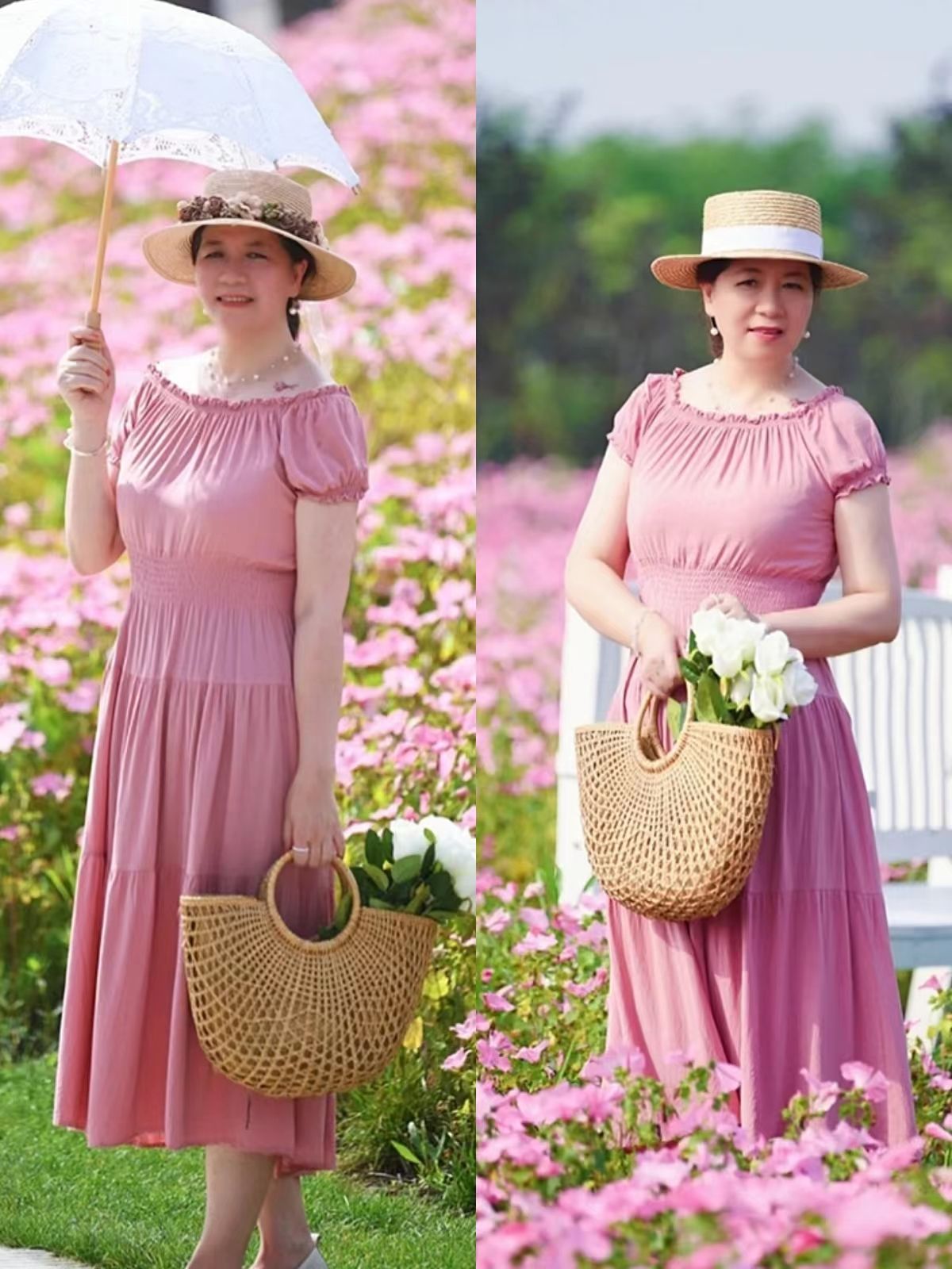 上了年纪的微胖妈妈，建议多穿“膝下裙+平底鞋”，显瘦又有气质