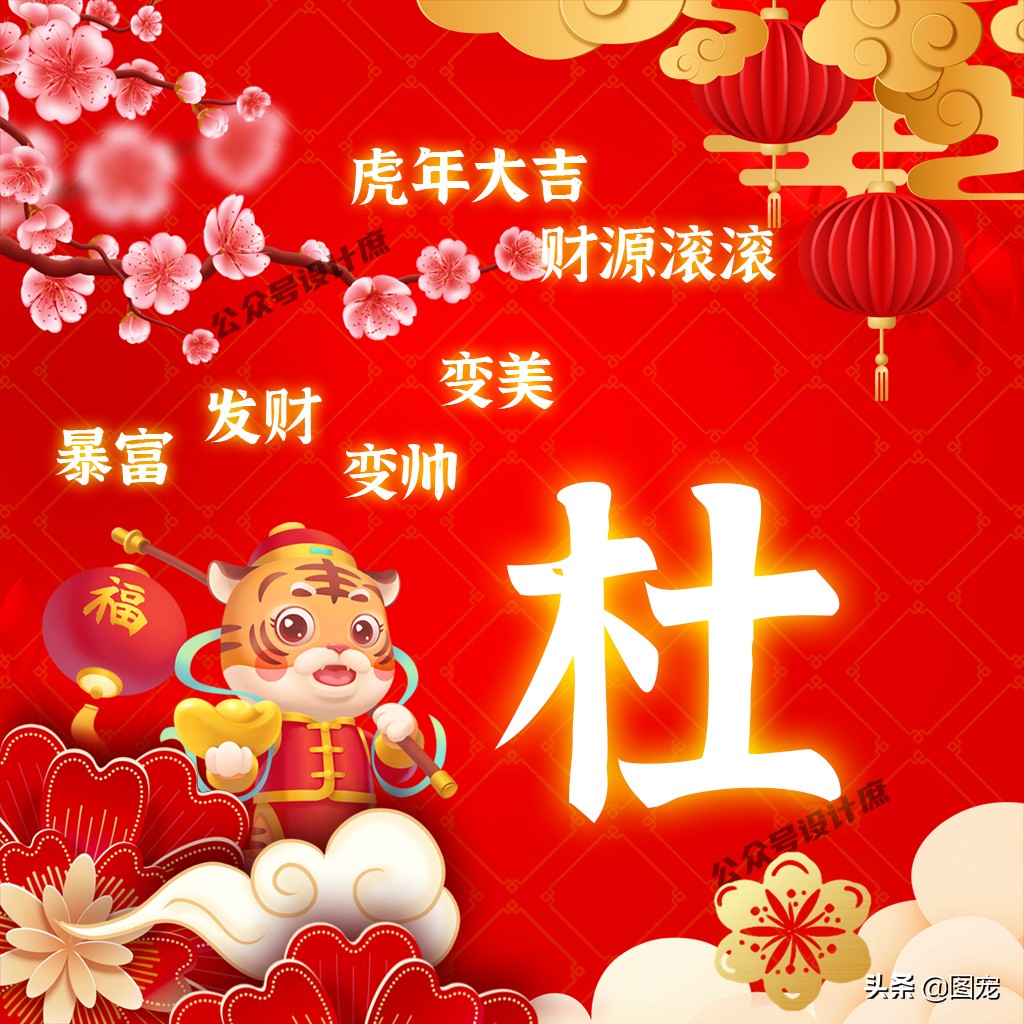 2023姓氏头像最新款虎年大吉,2022虎年姓氏头像好运霸气