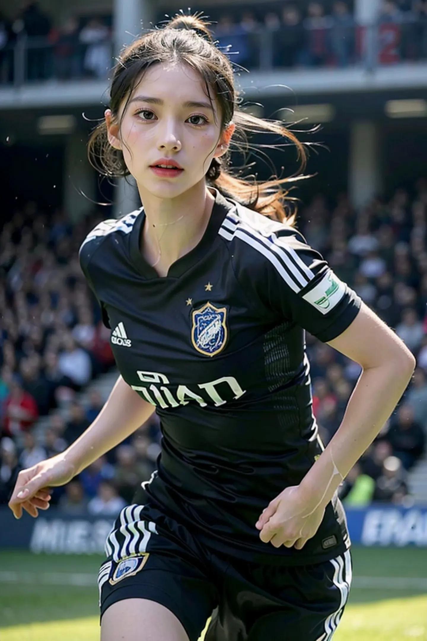 足球场上最美的女孩,足球场上踢球的女生