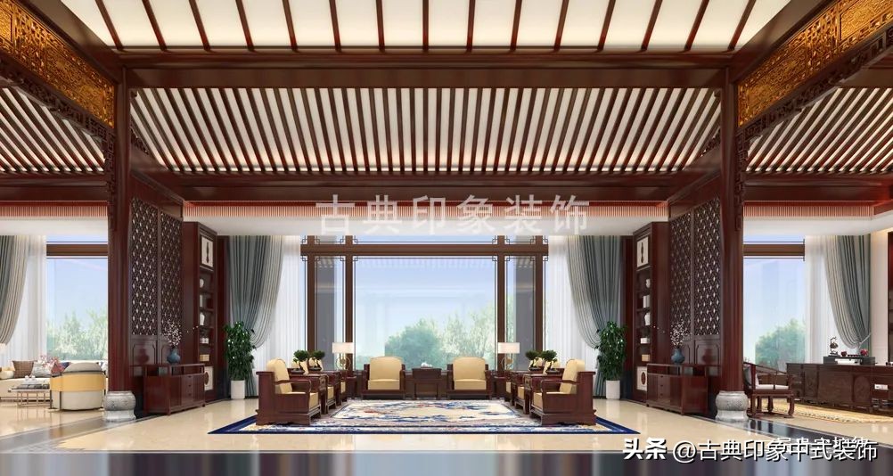 江南风格室内装修设计会所,中式园林会所效果图