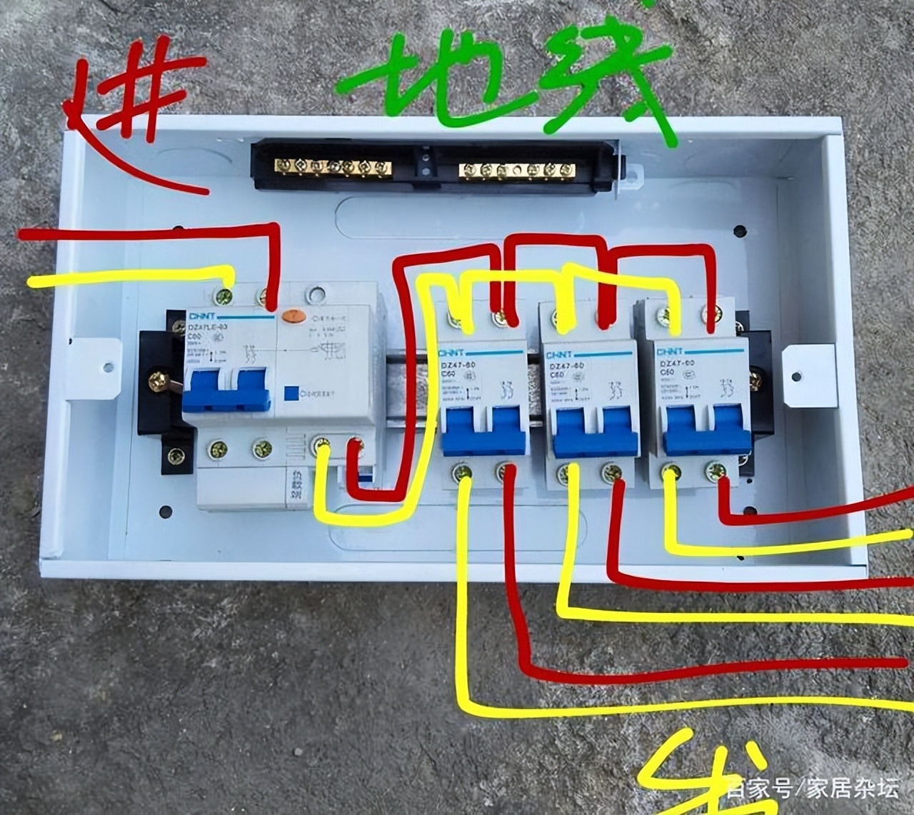家用空开型号正确接线方法,家用空开接法线路图