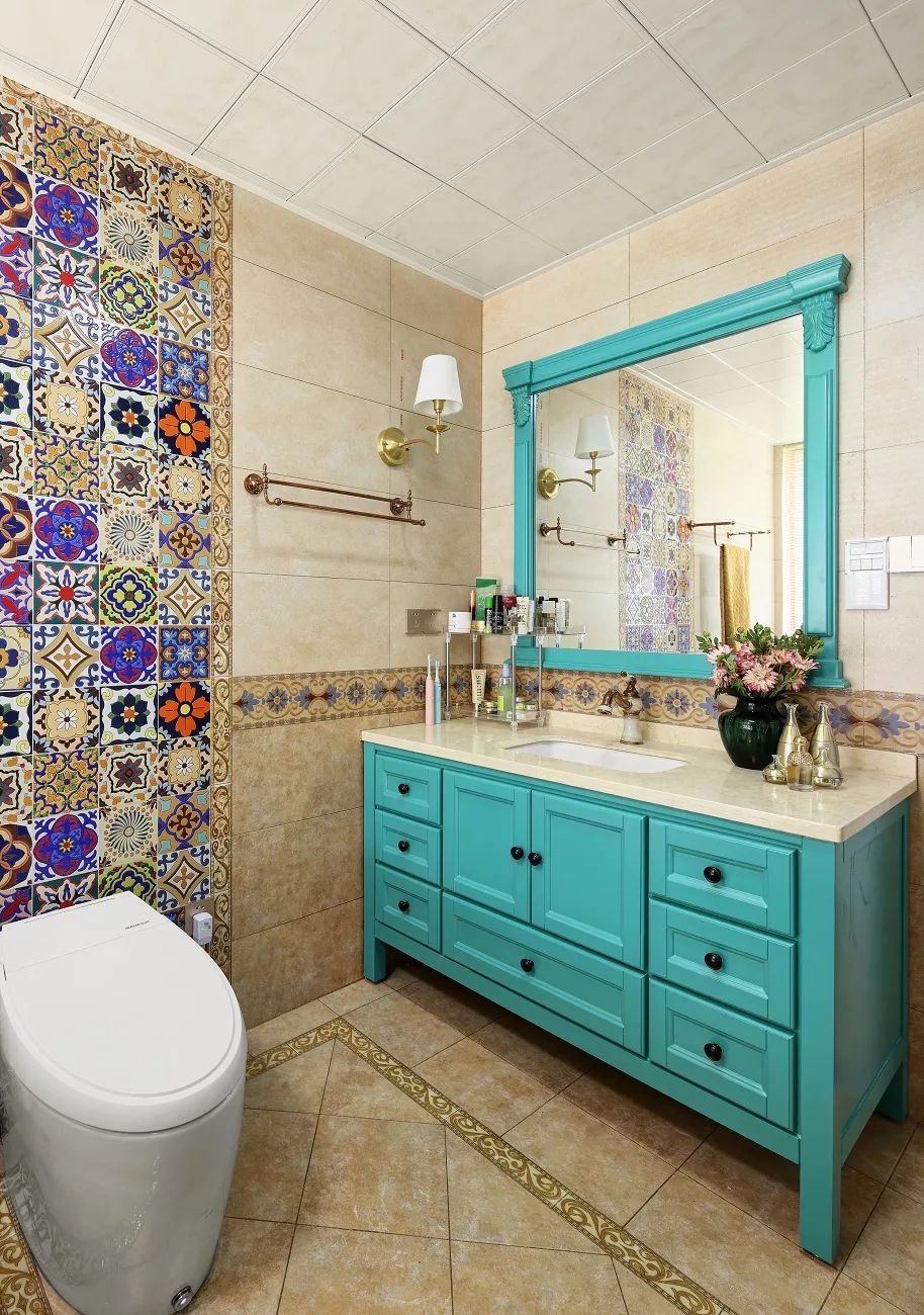 美式复古蓝色装修效果图,极简的美式复古风格