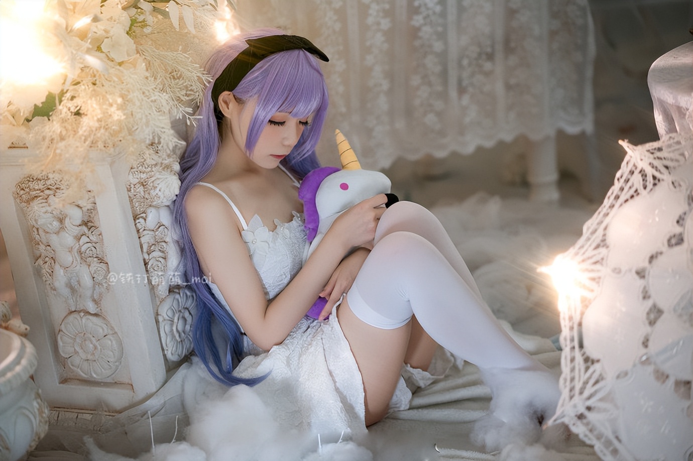 碧蓝航线小独角兽cos,碧蓝航线独角兽婚纱立绘