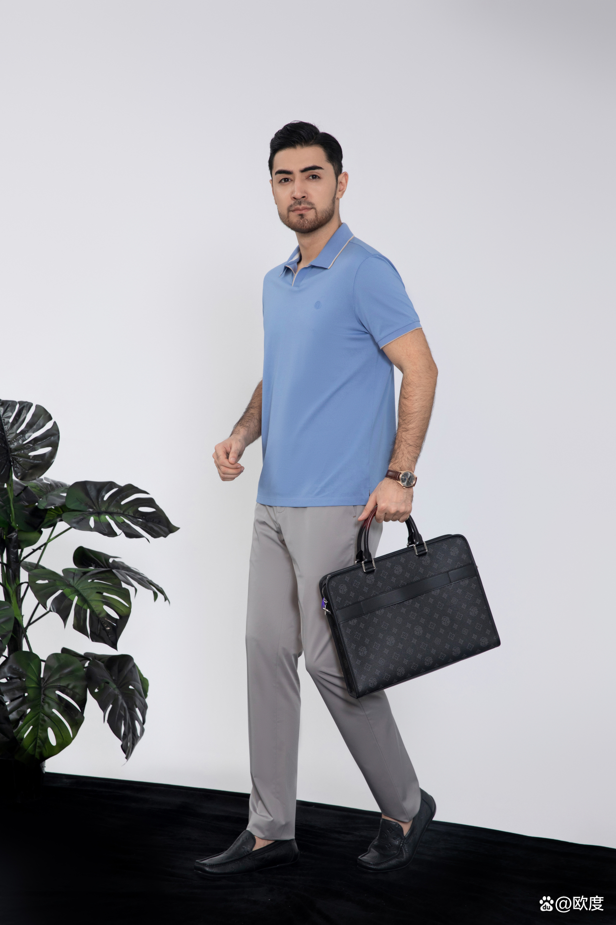 秋冬款商务polo,气质男士夏季修身polo衫