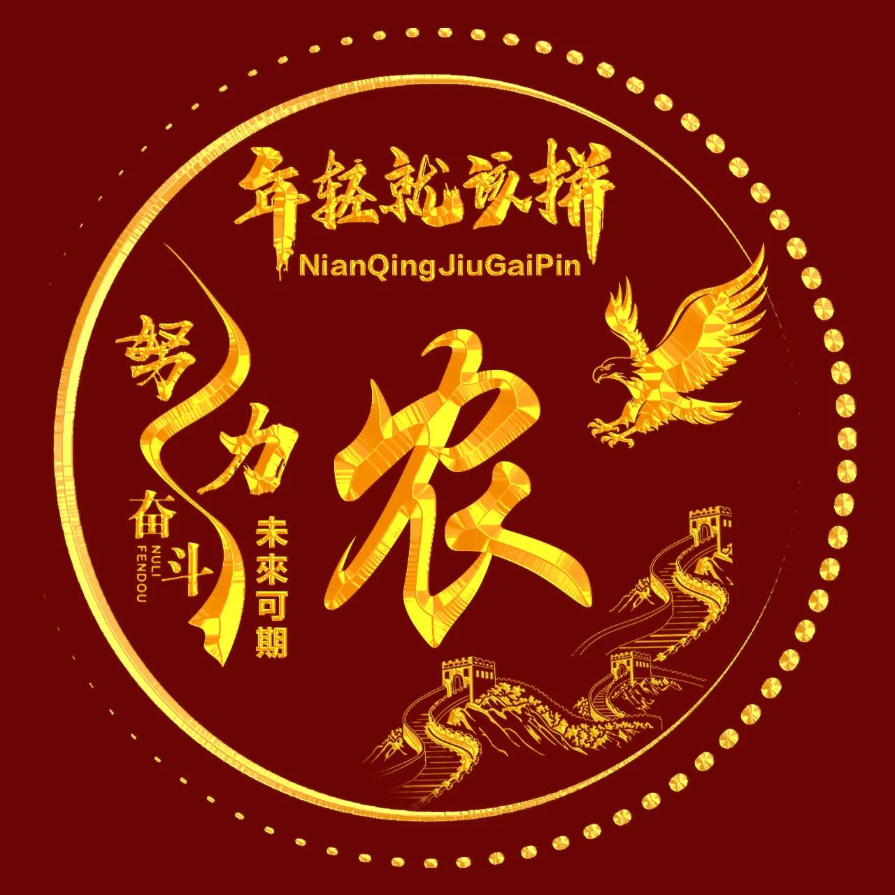 励志主题、烫金字体姓氏微信头像：年轻就该拼