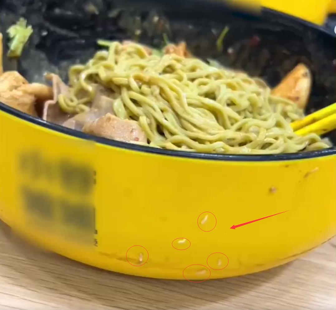 麻辣烫碗边爬满虫,门店回应麻辣烫碗边爬满蛆虫