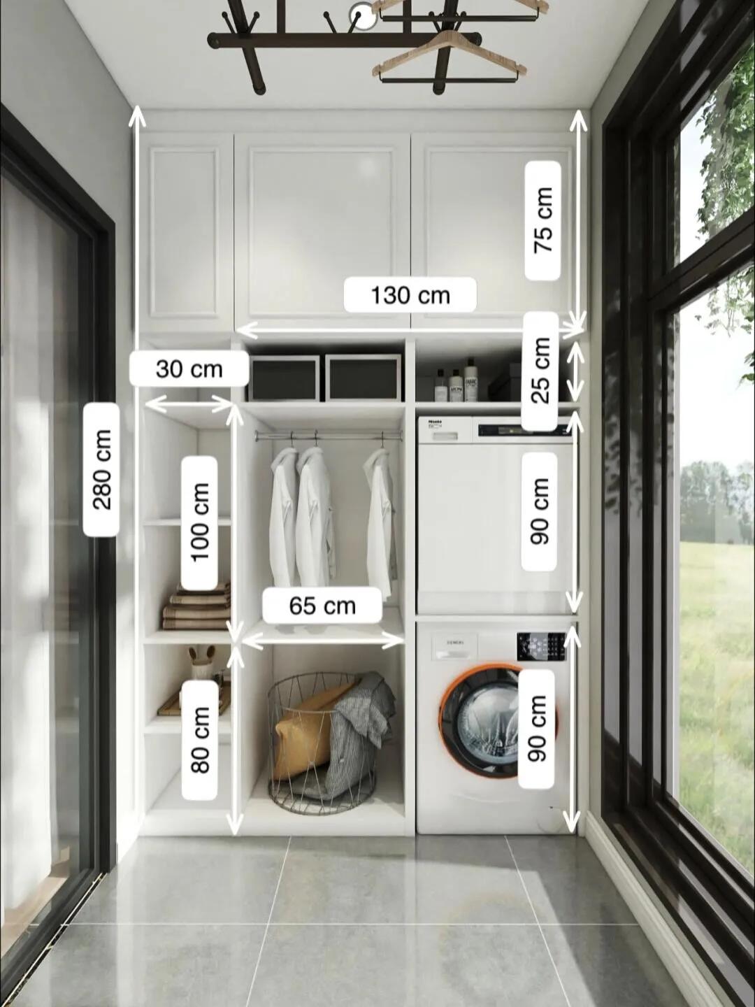 阳台洗衣机柜做多大尺寸,阳台洗衣机柜一体尺寸图