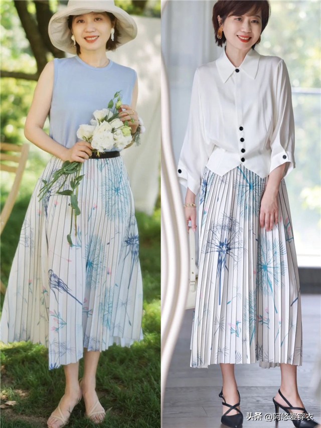 中年女性怎么穿百褶裙合适,中年女人百褶裙