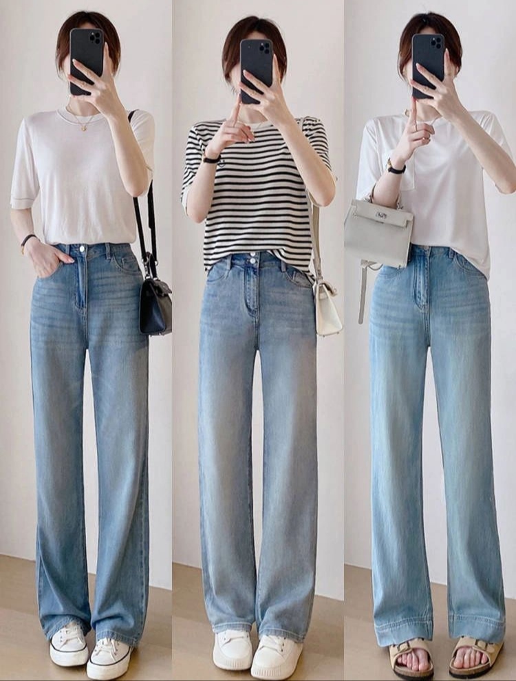 牛仔裤t恤简约穿搭,t恤牛仔裤穿搭