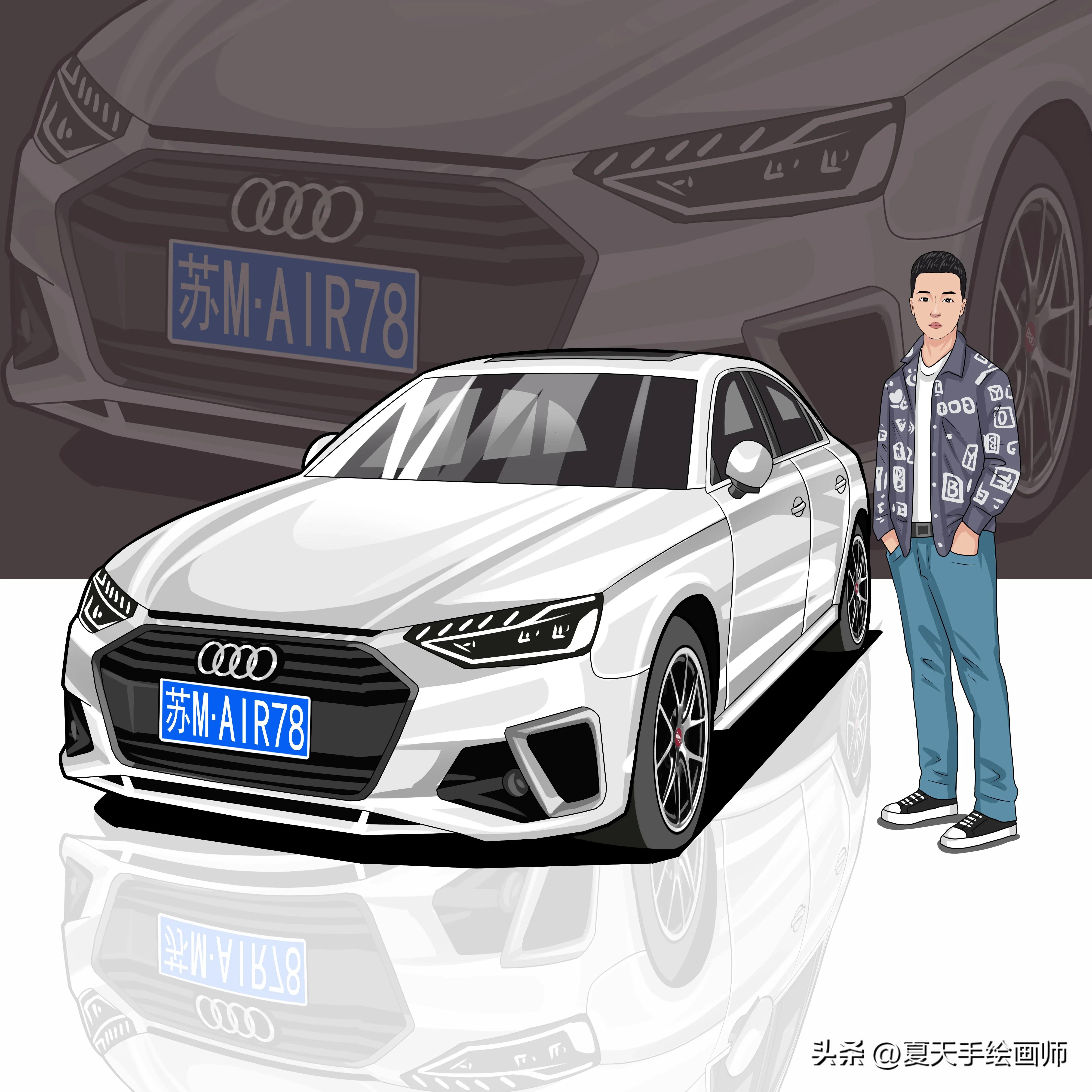 手绘动漫汽车头像,汽车头像手绘