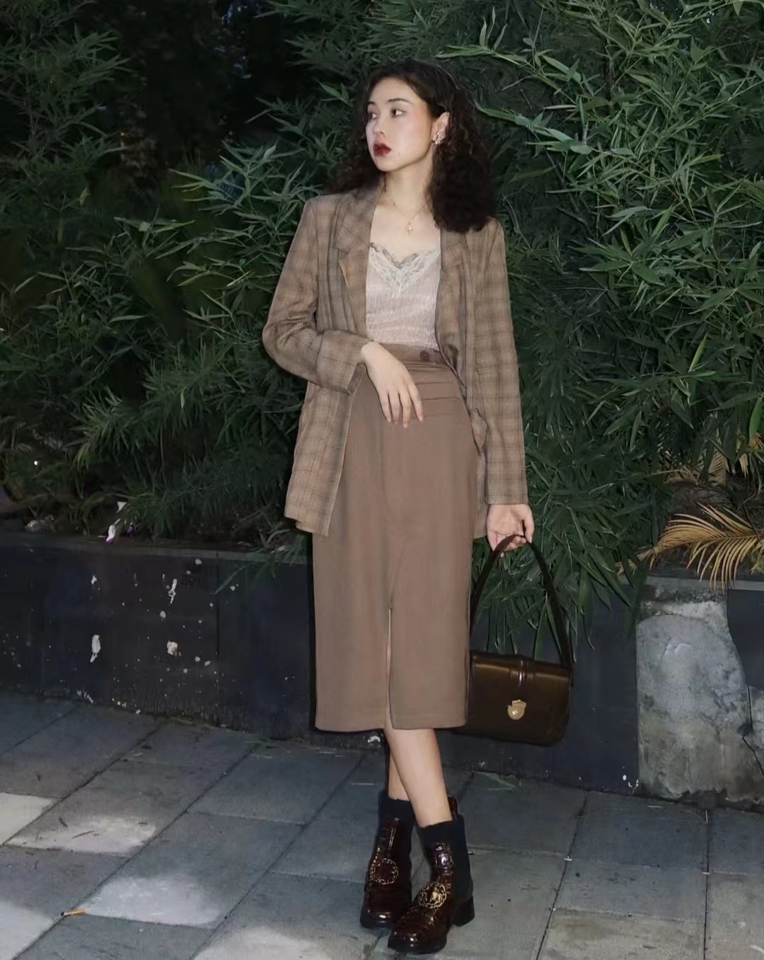 西装长裙搭配西装外套,西装外套配连衣裙气质高级感