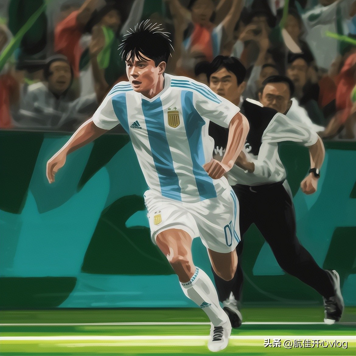 球迷冲进球场找梅西晃到保安,中国球迷亲吻球星