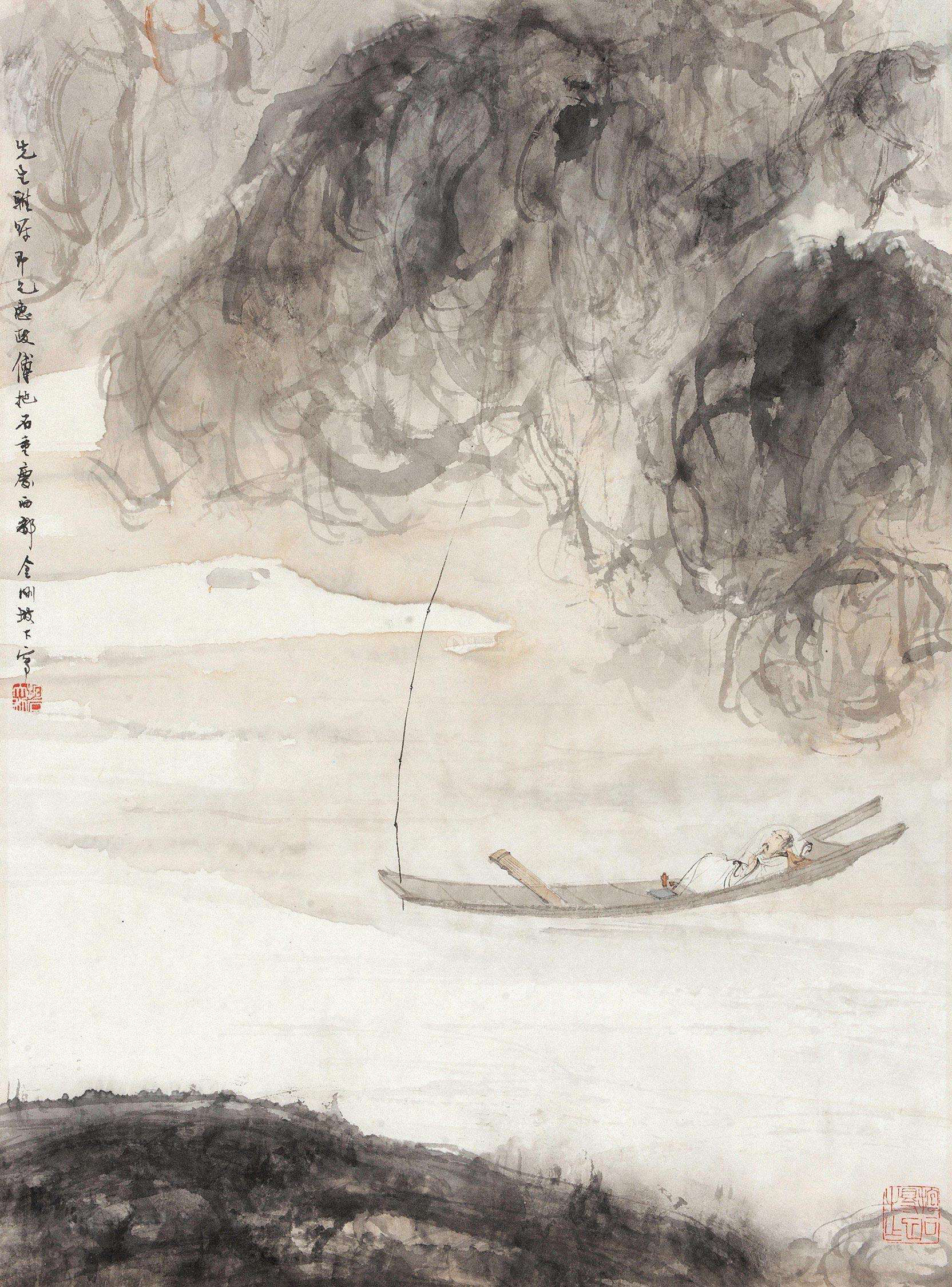 傅抱石山水临摹,傅抱石山水画流水图