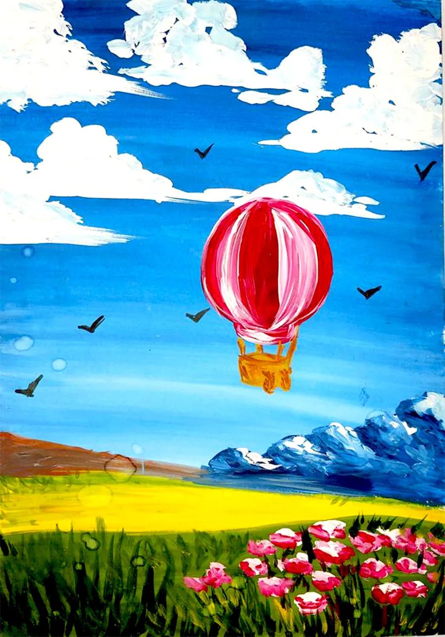 儿童画素材简单好看,儿童画水粉画创意美术3-4岁