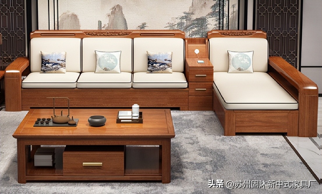 江苏实木中式沙发,中式实木整装沙发