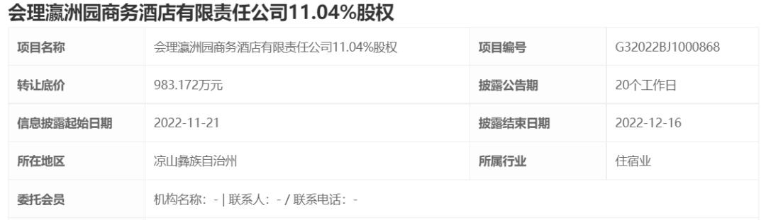 11月酒店资产动态：20多家酒店被摆上“货架”