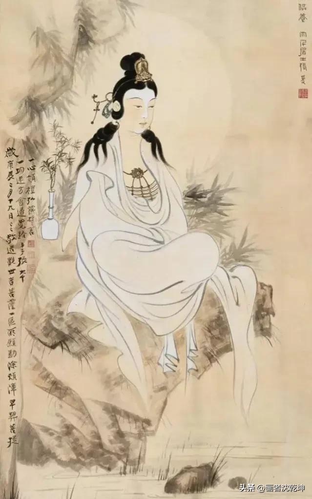 张大千临摹敦煌壁画白描稿,张大千工笔人物头部白描