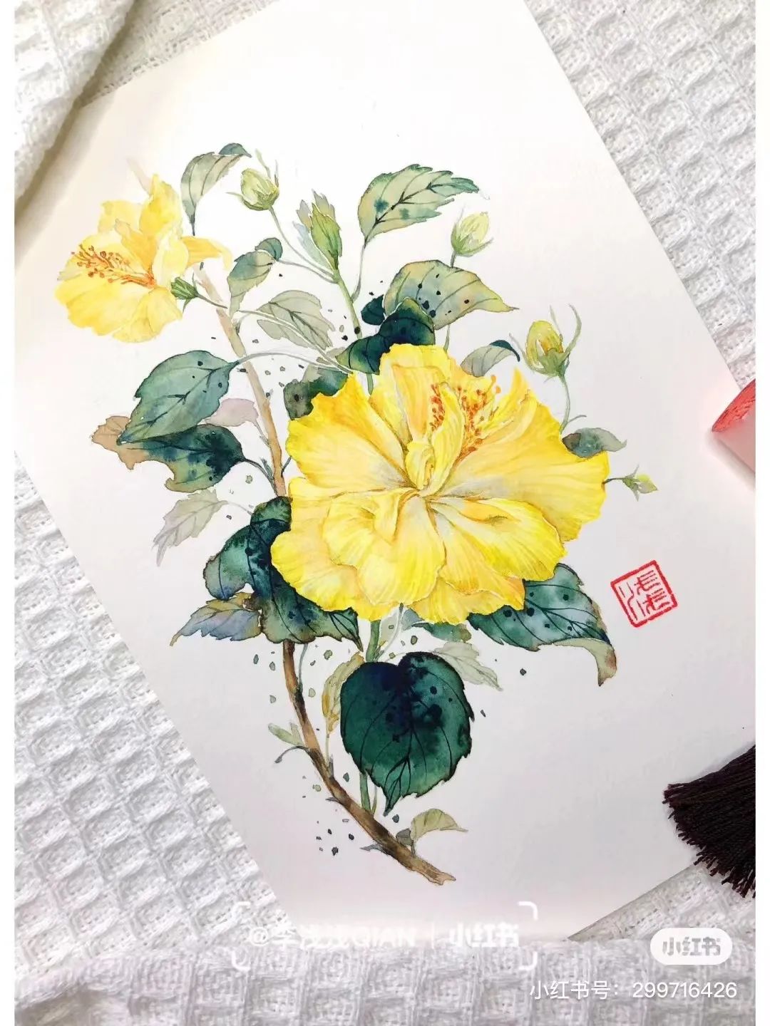 水彩中国风风景简单,古风水彩花卉简单又好看