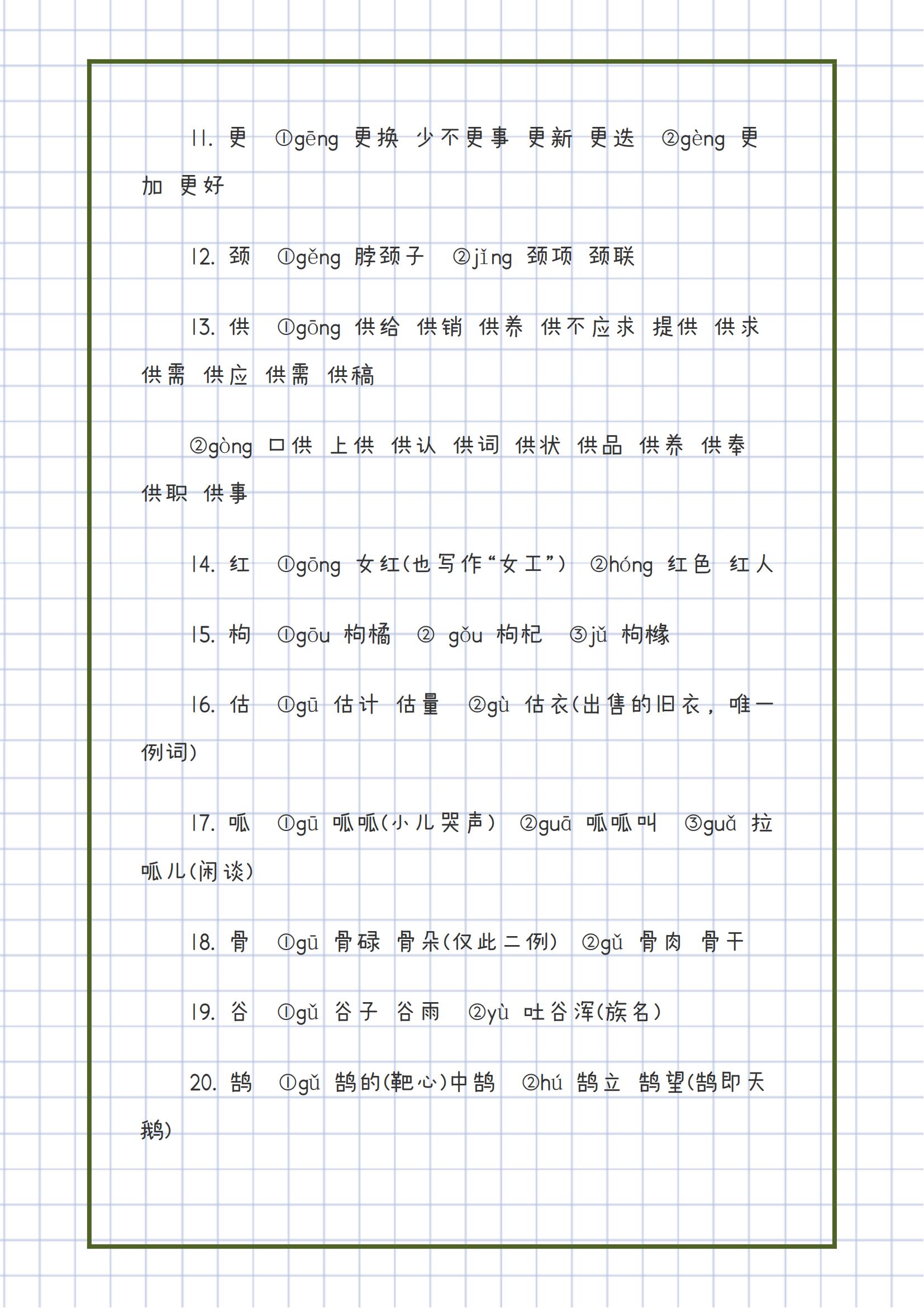 高中语文多音字知识点总结,高中语文100个易错常考多音字