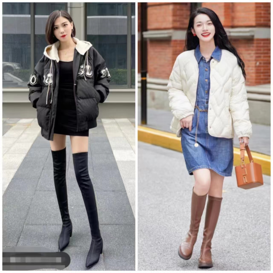 流行的靴子搭配什么衣服图片,中长靴子穿衣搭配图片2020秋冬