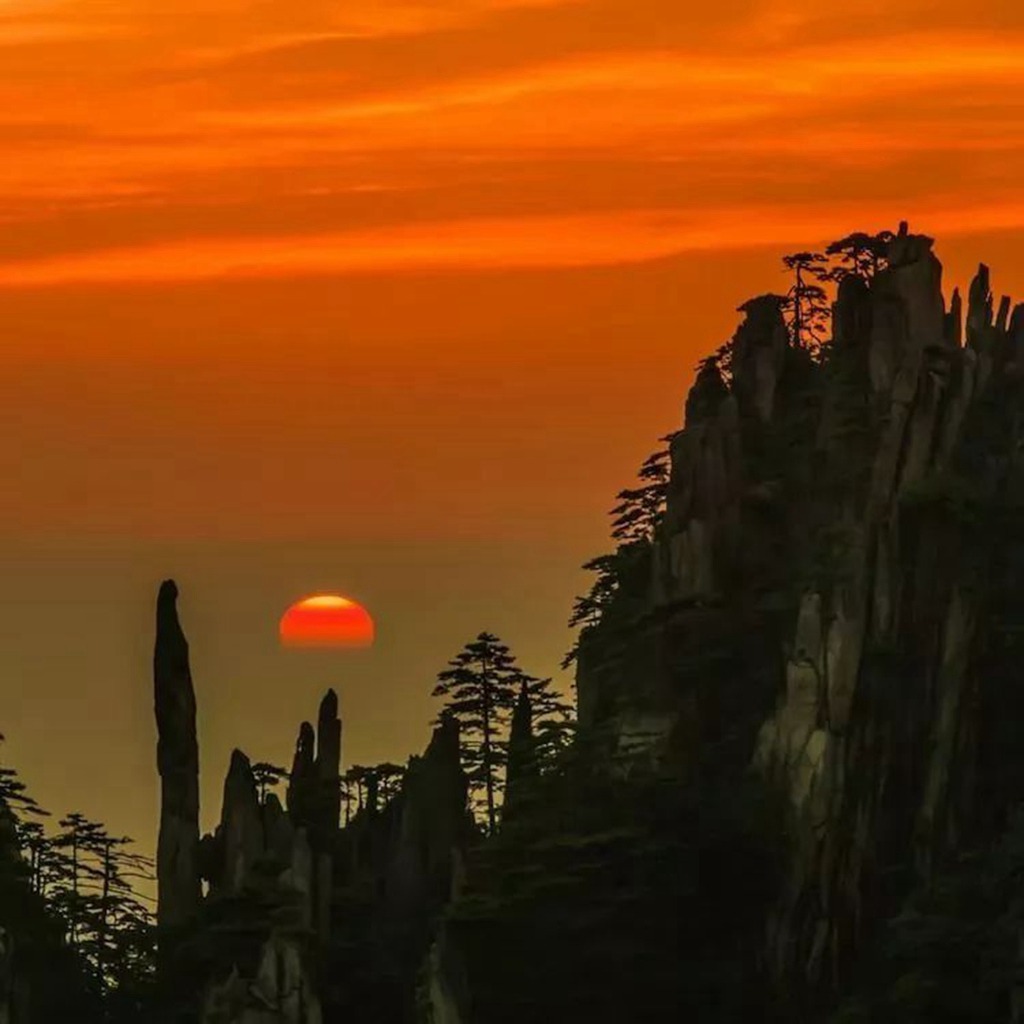 黄山日出自然人文地理摄影,黄山冬雪冬景