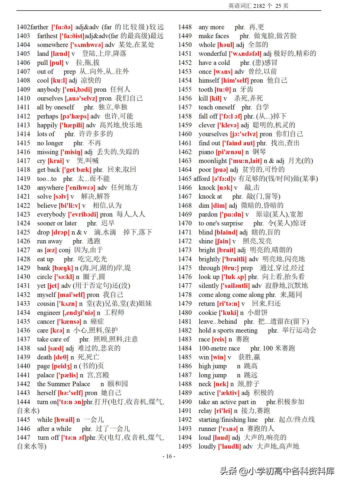 初中英语词汇带音标表,初中英语课标要求的1500个单词