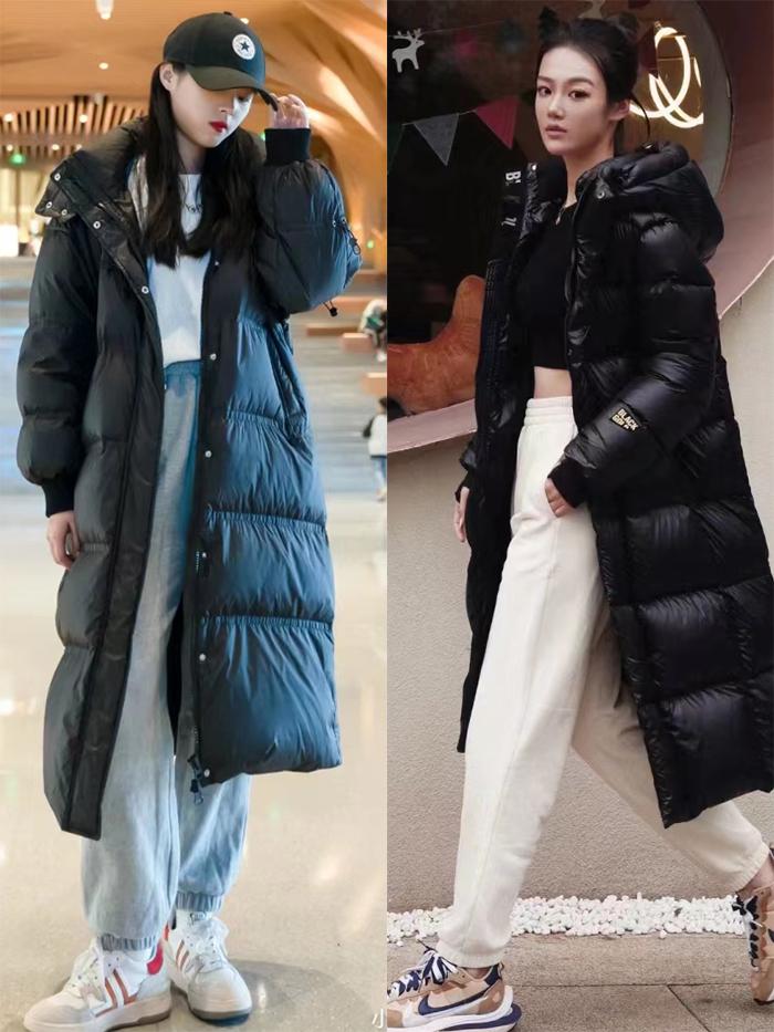 羽绒服冬季显小减龄穿搭,长款黄羽绒服高级感穿搭攻略