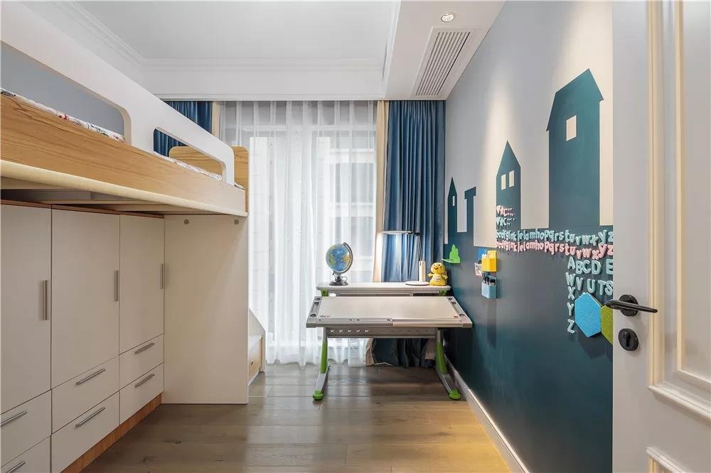 卧室无柜子设计北欧风,房间布置简约北欧风上下铺