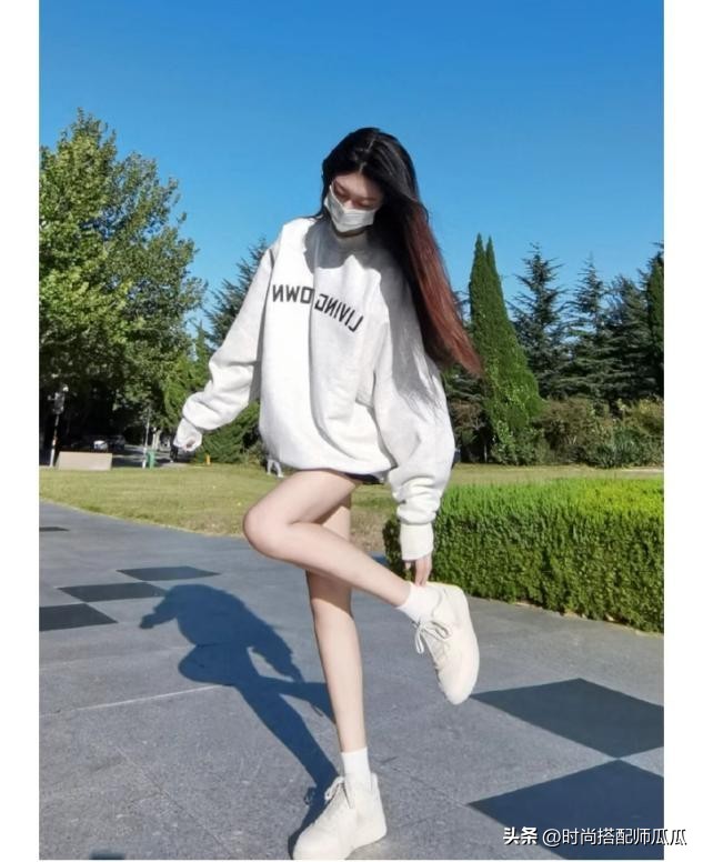 显腿长又不露腿的卫衣穿搭,卫衣长款显瘦搭配打底裤高档炸街