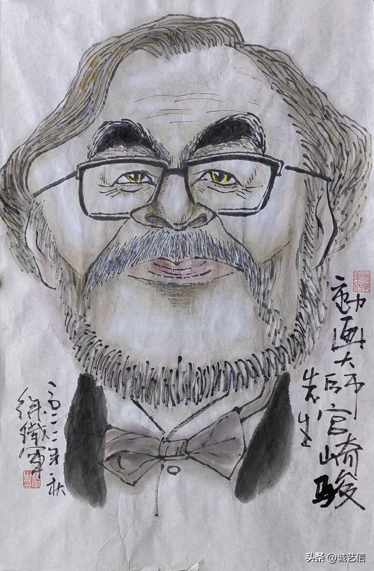 动画大师宫崎骏肖像漫画