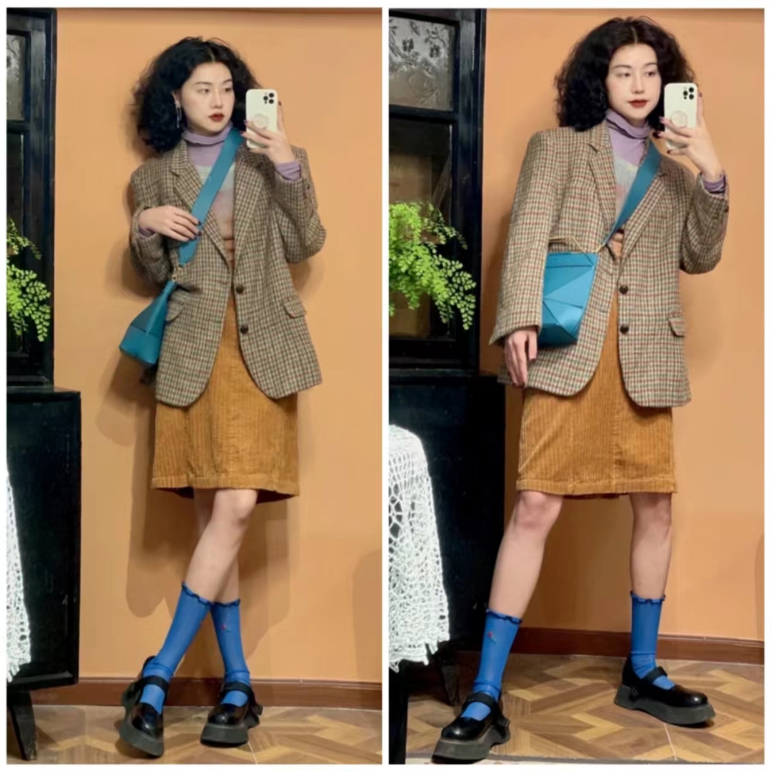 西装长裙搭配西装外套,西装外套配连衣裙气质高级感