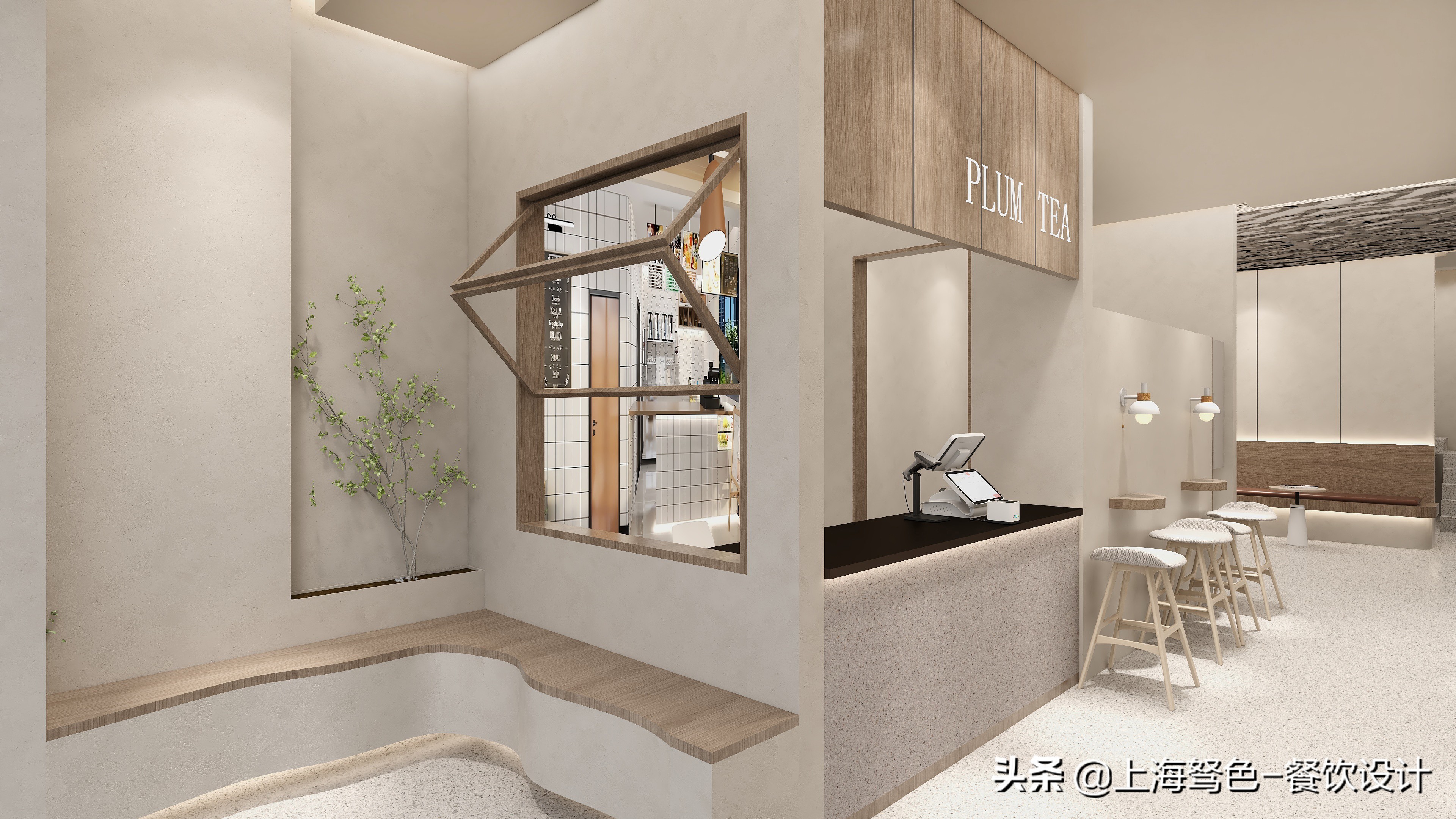 20平方的网红奶茶店简约风,钵钵鸡奶茶店甜品店一体装修风格