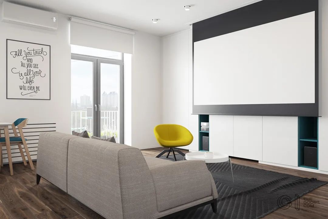 客厅背景墙收纳柜投影仪,50平米投影仪装修效果图大全