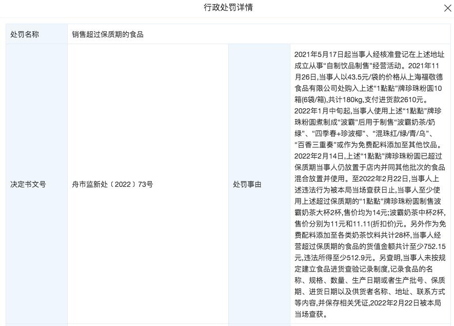 一点点奶茶内部罚款,一点点奶茶店过期