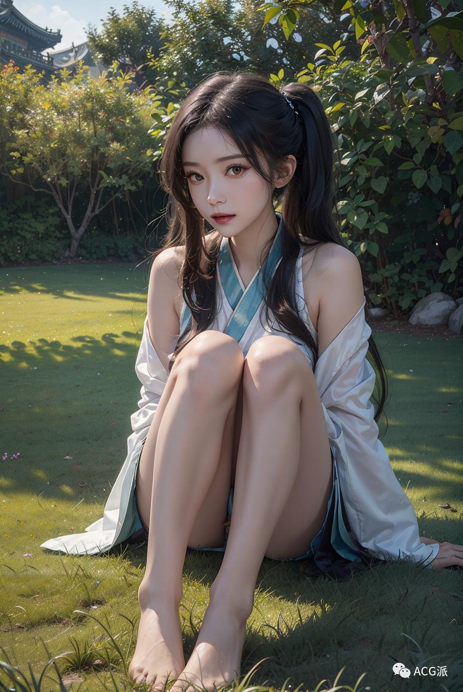 ai绘画暗黑系古风少女,古风高马尾绘画女