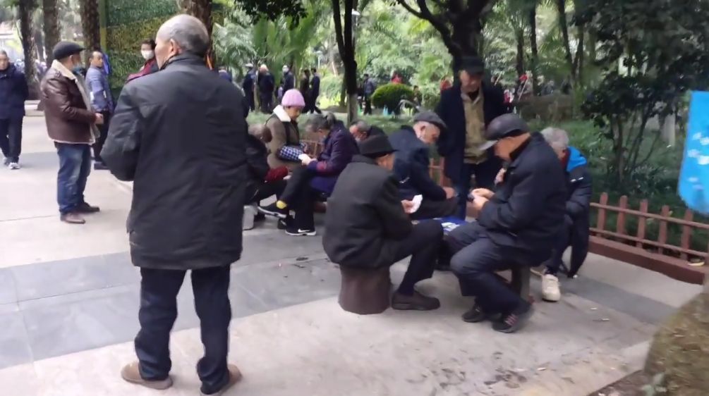 重庆江北著名的城市公园，地处闹市中心游人扎堆，打牌聊天好闹热
