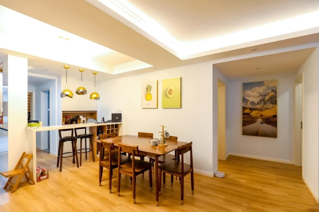 15平米客餐厅一体极简北欧风设计 (三居开放式客餐厅北欧风格装修)